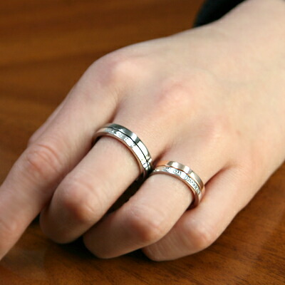 【closetome】ペアリング刻印入りSR13-015BK(Men's)/SR13-015PG(Lady's)ペアセット