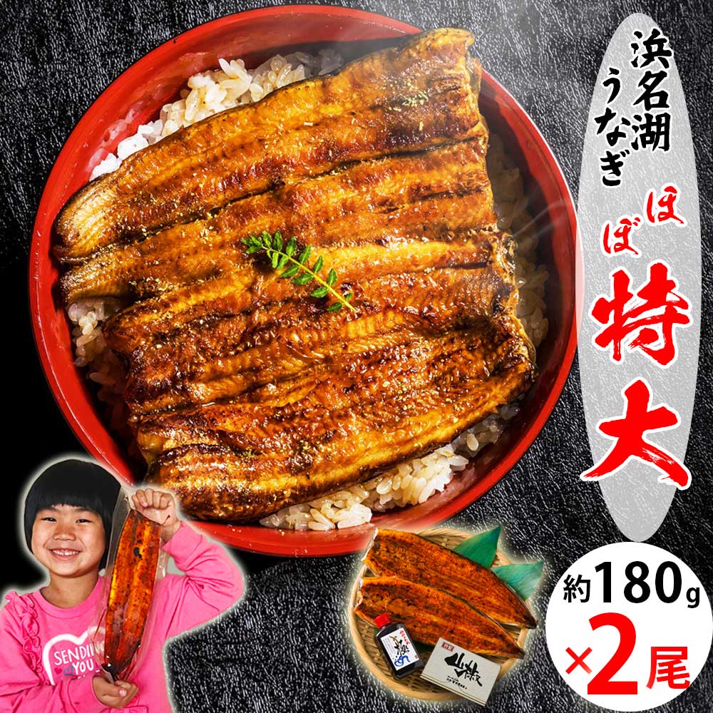 【無添加タレの浜名湖うなぎ】蒲焼(160g⇒180g増量中）×2尾　約4人前 ギフト ほぼ特大サイズ【送料無料】稀少な浜名湖産 ウナギ 産地限定 ◆添加物不使用 秘伝のタレ◆贈り物 誕生日 父の日 お中元 土用 丑の日 プレゼント