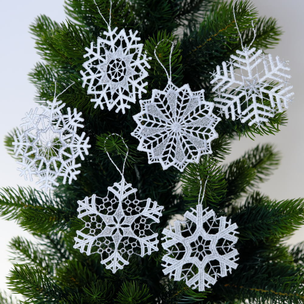 楽天市場】オーナメントレース スノークリスタル6枚セット ホワイト