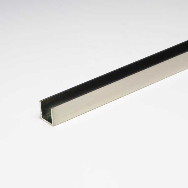 真鍮チャンネル（ガラススクリーンポールSタイプ用下レール） 8.6（内寸6.3mm）ｘ10mmｘ3000mm ニッケルサテン｜オンラインショップ e-金物