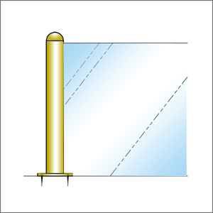 ガラススクリーンポール ブースバー L300mm Kタイプ 32mm 丸座固定 X 半球頭 丸座固定 E 金物お店やオフィスなどの間仕切 ガラススクリーン用のポールです X 三方 パーテーションなどに L300mm ゴールド オンラインショップ 新版 スクリーン