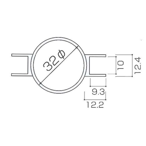 ガラススクリーンポール（チャンネルポール） Sタイプ 平二方 32mm X