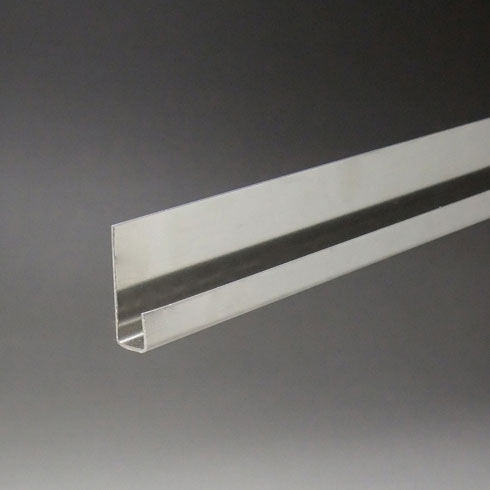 ステンレス片長チャンネル 鏡受け ミラー金物（穴明） 8mmx13x2000mm ゴムなし 鏡受け面（#600研磨）仕上 ※工事用