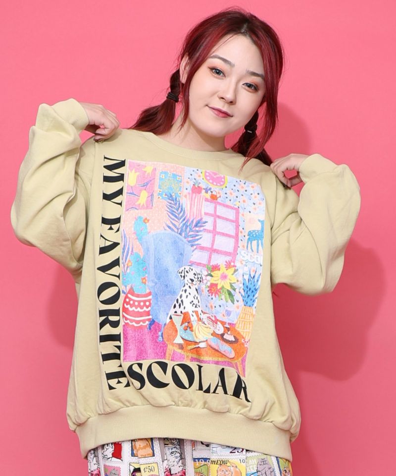 scolar   スカラー  161619：スカラー御部屋柄裏毛ティーシャツ