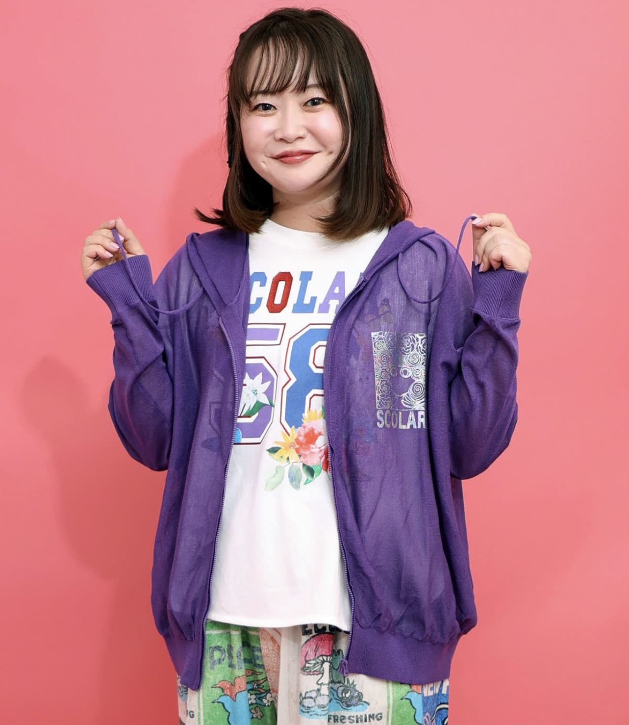 scolar   スカラー 162651：スカラーお父ちゃん箔刷り上げる 当たること冷感シアーパーカー