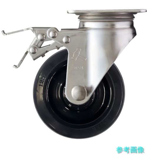 (ハンマー) 315S-RBU125 Sシリーズオールステンレス 旋回式ゴム車輪(ローラーベアリング)125mm ストッパー付