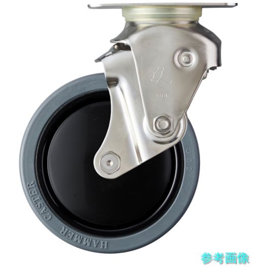(ハンマー) 940S0E-FR125S32 オールステンレスクッション旋回式ゴム車輪125mm 線径3.2mm