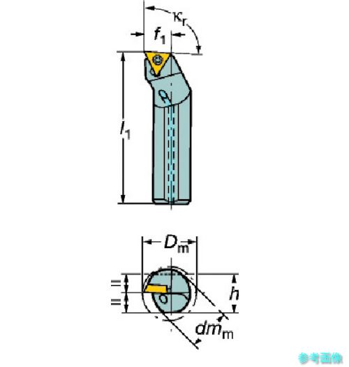 SANDVIK E10M-STFCR 09-R コロターン107 ポジチップ用超硬ボーリングバイト(210) 【1本】