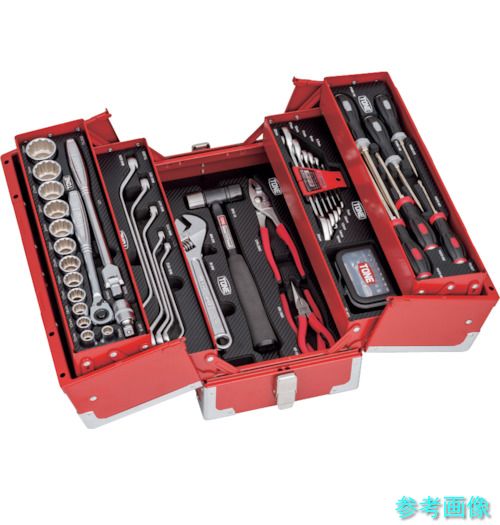 メーカー直送 (TONE) TSST43021 整備用工具セット ツールセット(レッド) 間口433×奥行220×高さ240mm 差込角12.7mm