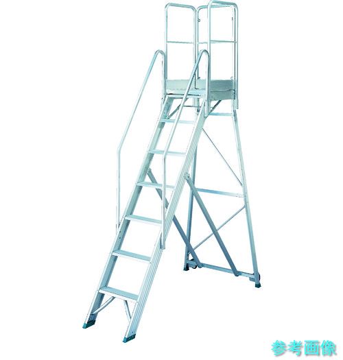 《人間宅送りとどける不可》 TRUSCO TDAD-210-900TF 折りたたみ式進め方用踏み台 高さ2.10m 高さ900手摺りフルセット付き添い人