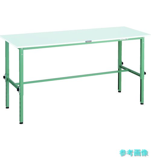 メーカー直送(北海道・沖縄・離島は除く) (TRUSCO) RAEM2-1800 軽荷重作業台高さ調節式(150kg)RAEM2型 RoHS2対応天板 1800X750XH650~950 グリーン色｜イーキカイ　店