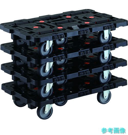 TRUSCO BT700J3-E100-M4 まとめ買い 連結式樹脂製平台車 ビートル 700X450 自在3輪 4台セット 【1Ｓ(4台)】