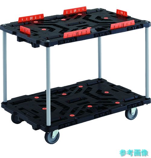 TRUSCO BT920KJ3-E100 連結式樹脂製2段台車 ビートル 900X600 自在3輪 コボレ止めセット付 ハンドルなし|イーキカイ 店