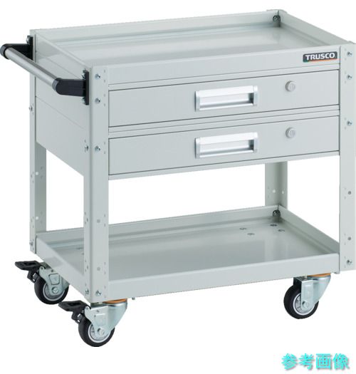 TRUSCO EGW-662V2UJ-W 物の具手押し車 鷲手押し車 600×400 2段引出付 ウレタン4輪自在 白いこと