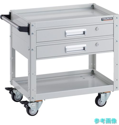TRUSCO EGW-672V2UJ-W 物の具手押し車 鷲手押し車 750×500 2段引出付 ウレタン4輪自在 白いこと