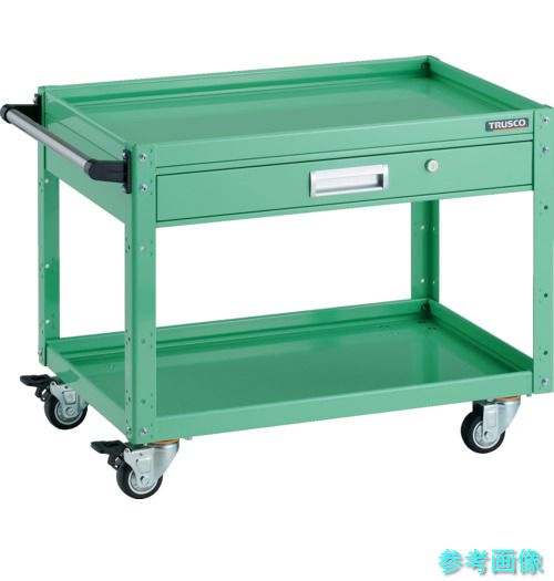 TRUSCO EGW-672V2UJ-YG 物の具手押し車 鷲手押し車 750×500 2段引出付 ウレタン4輪自在 若い者緑であること