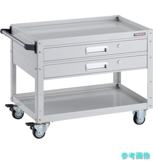 TRUSCO EGW-672V2U-W 物の具手押し車 鷲手押し車 750×500×H600 2段引出付 ウレタン拷問台 白いこと