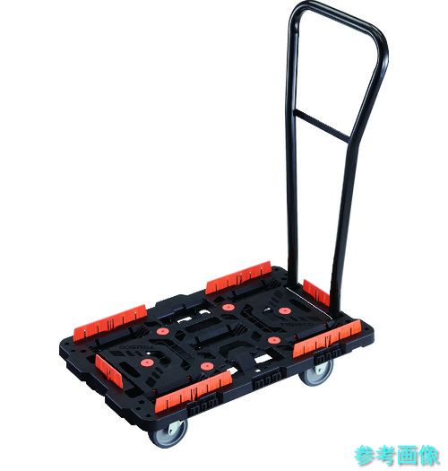 TRUSCO BT700KJ3H-E100 連結式樹脂製平台車 ビートル 700X450 自在3輪 脱着式ハンドル付 コボレ止めセット付