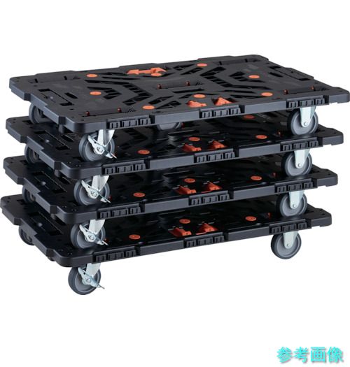 TRUSCO BT900J3S2-E100T-M4 まとめ買い 連結式樹脂製平台車 ビートル 900X600 自在3輪 内2輪ストッパー付 とめたろう付 4台セット 【1S(4台)】|イーキカイ 店