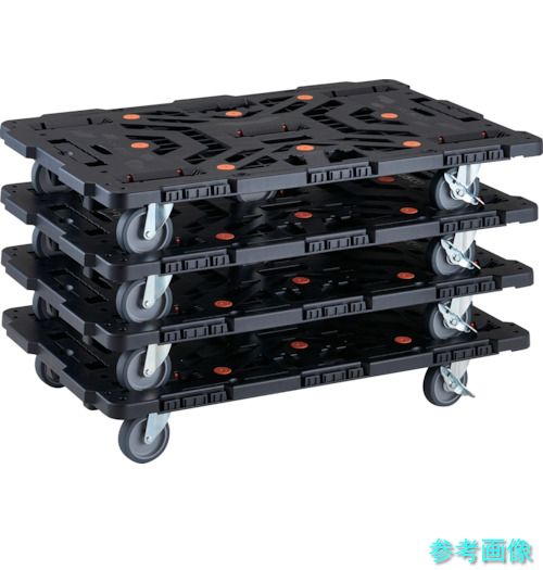 TRUSCO BT900KJ5S2-E100-M4 まとめ買い 連結式樹脂製平台車 ビートル 900X600 自在5輪 内2輪ストッパー付 コボレ止めセット付 4台セット 【1Ｓ(4台)】