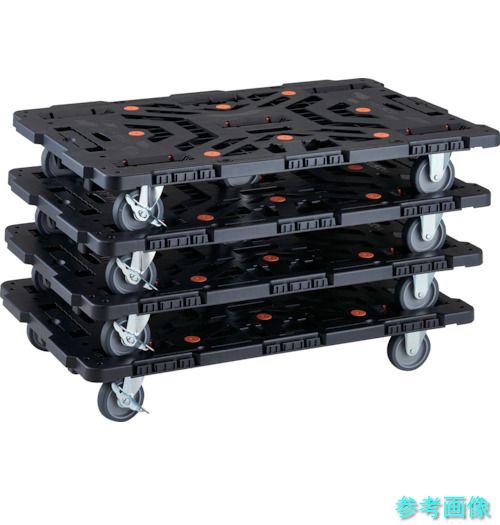 TRUSCO BT900J3S2-E100-M4 まとめ買い 連結式樹脂製平台車 ビートル 900X600 自在3輪 内2輪ストッパー付 4台セット 【1Ｓ(4台)】