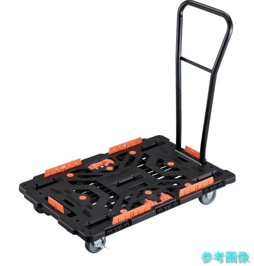 TRUSCO BT900KJ3S2H-E100T 連結式樹脂製平台車 ビートル 900X600 自在3輪 内2輪ストッパー付 脱着式ハンドル付 コボレ止めセット とめたろう付
