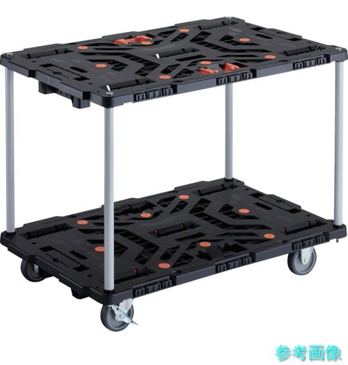 TRUSCO BT920J3S2-E100T 連結式樹脂製2段台車 ビートル 900X600 自在3輪 内2輪ストッパー付 とめたろう付 ハンドルなし｜イーキカイ　店
