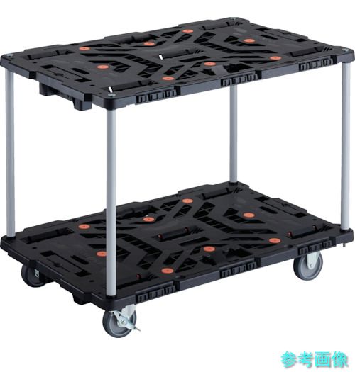 TRUSCO BT920J3S2-E100 連結式樹脂製2段台車 ビートル 900X600 自在3輪 内2輪ストッパー付 ハンドルなし｜イーキカイ　店 19,364円