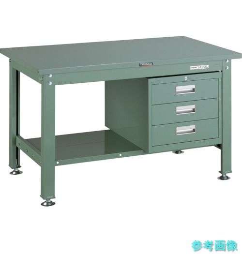 メーカー直送(北海道・沖縄・離島は除く) (TRUSCO) SHW-1200D3 中荷重作業台(1200kg)HW型 1200X750XH740 3段引出付 グリーン色 緑
