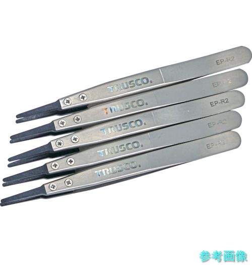 TRUSCO EP-R2-M5 まとめ買い ESDチップピンセット 先丸型 先端幅2mm 5本入り 【1Ｓ(5本)】 6,205円