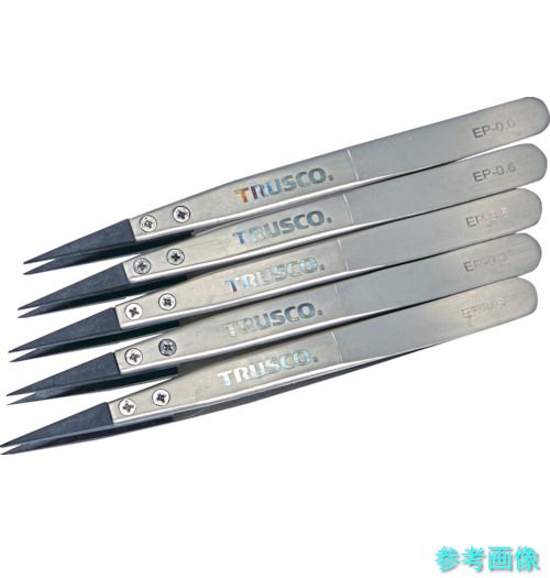 TRUSCO EP-0.6-M5 まとめ買い ESDチップピンセット 先細型 先端幅0.6mm 5本入り 【1Ｓ(5本)】