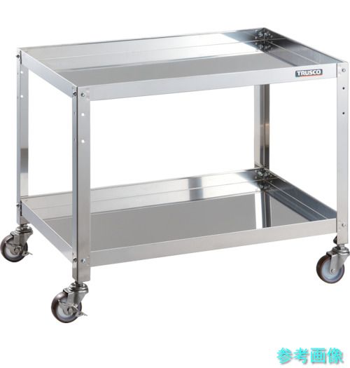 TRUSCO CRB-672SU ステンレス鋼手押し車 クリーンラビット 75φウレタン車SUS金具 750×500×H600 2段