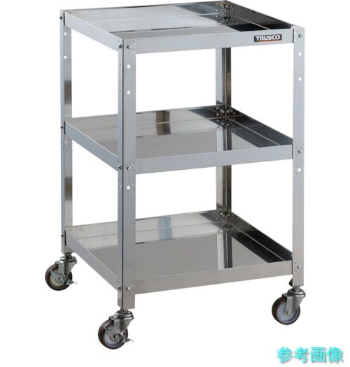 TRUSCO CRB-853SU ステンレス鋼手押し車 クリーンラビット 75φウレタン車SUS金具 500×500×H810 3段