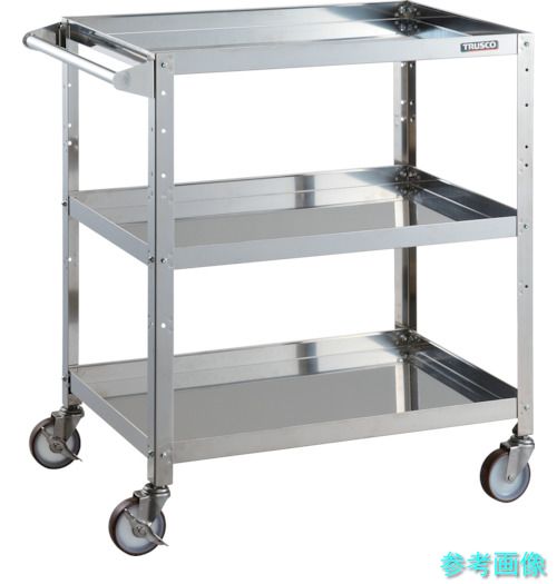 TRUSCO CRB-973HSU100 ステンレスワゴン クリーンラビット 100φウレタン車SUS金具ハンドル付｜イーキカイ　店
