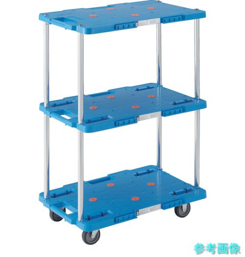 TRUSCO MPB-603-B 樹脂製台車 ルートバン 3段式 400X600 青｜イーキカイ　店 13,641円