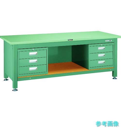 メーカー直送(北海道・沖縄・離島は除く) (TRUSCO) STWZ-1800D3D3 重荷重作業台(3000kg)TWZ型 1800X750XH740 3段引出X2付 グリーン色