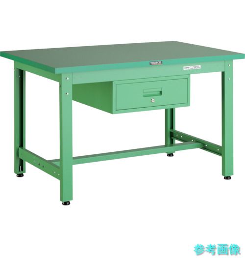 メーカー直送(北海道・沖縄・離島は除く) (TRUSCO) GWP-0960F1 YG 中荷重作業台(800kg)GW型 900X600XH740 1段引出付 ヤンググリーン色