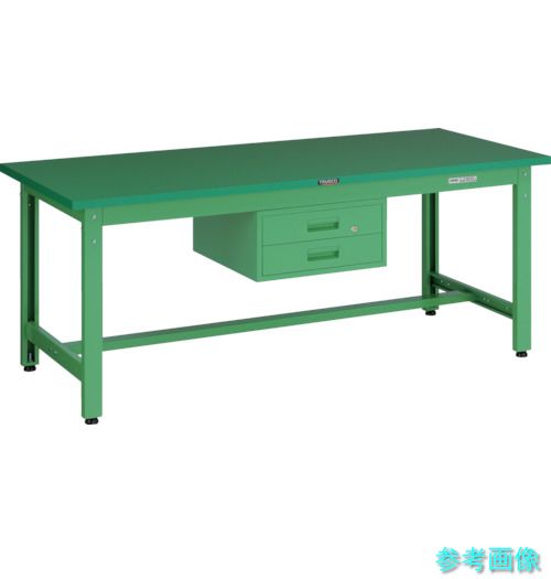 メーカー直送(北海道・沖縄・離島は除く) (TRUSCO) GWP-1890F2 YG 中荷重作業台(800kg)GW型 1800X900XH740 2段引出付 ヤンググリーン色