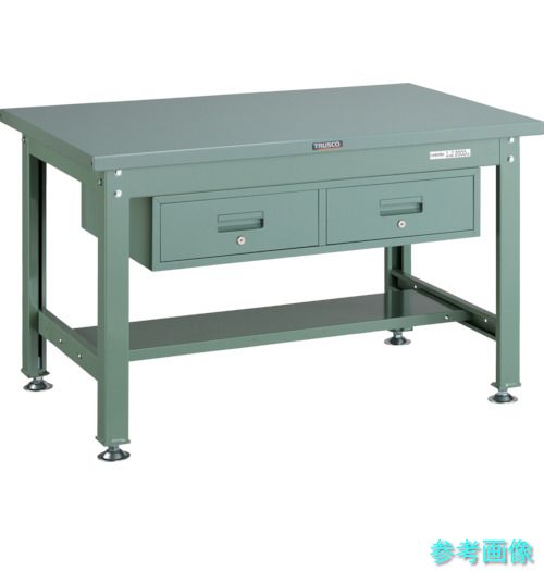 メーカー直送(北海道・沖縄・離島は除く) (TRUSCO) SDW-1200FL2 中荷重作業台(2000kg)DW型 1200X750XH740 2列引出付 グリーン色|イーキカイ 店