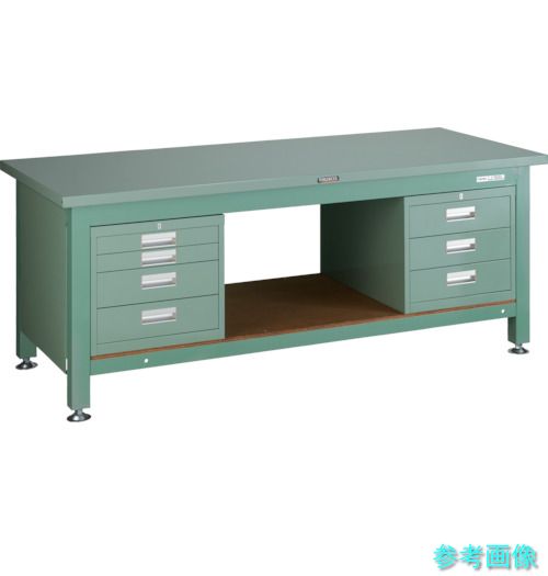 メーカー直送(北海道・沖縄・離島は除く) (TRUSCO) STWZ-1800D3D4 重荷重作業台(3000kg)TWZ型 1800X750XH740 3段・4段引出付 グリーン色