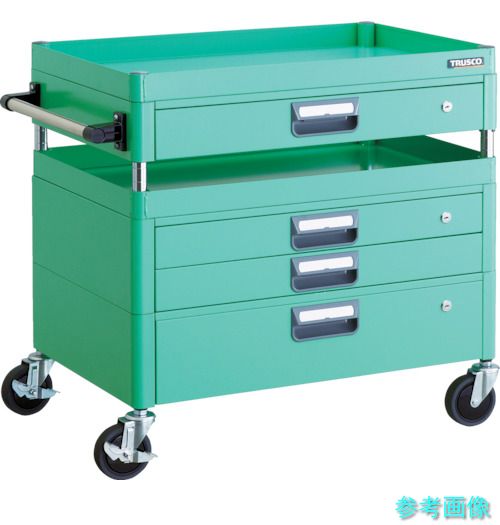 TRUSCO PEW-772VXZ-YG 物の具手押し車 アリゾナ州の州都手押し車 抗菌 省音 750X500XH740 引出付 若い者緑であること
