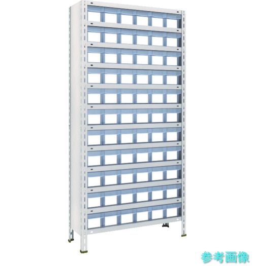 TRUSCO 63V-812C11 スチールラック 軽量棚 875X300X1800 樹脂引出透明 小X66 ネオグレー｜イーキカイ　店