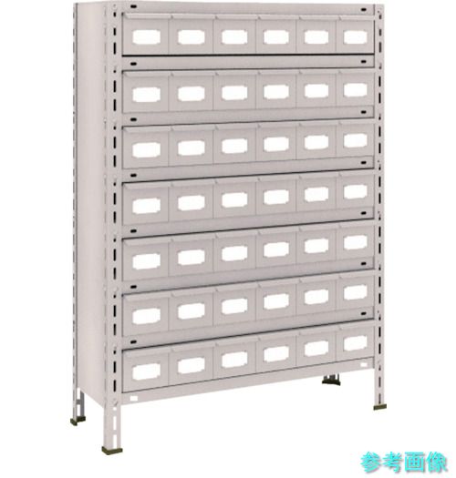 TRUSCO 43V-808A7 スチールラック 軽量棚 875X300X1200 スチール引出 小X42 ネオグレー