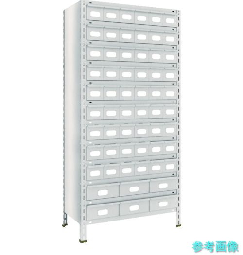 TRUSCO 63X-812A9B2 スチールラック 軽量棚引出付 875X450X1800 スチール引出小54大6 ネオグレー