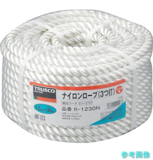 TRUSCO R-1230N ナイロン索条 3つ打 線径12mmX長さ30m