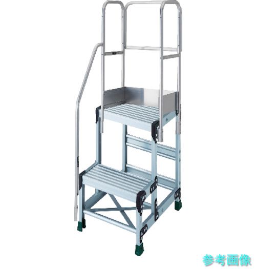 TRUSCO TSF-265-TKS250 軽銀製やり方用踏台 2段 高さ0.5m 天板大きさ600×400 段高250粍 上がり段片手摺り天場三方付き添い人