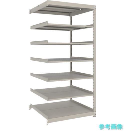 TRUSCO UL6497B スチールラック 薄板ラック(棚板分割タイプ、耐荷重100Kg)1200×875×H1800 7段連結 ネオグレー