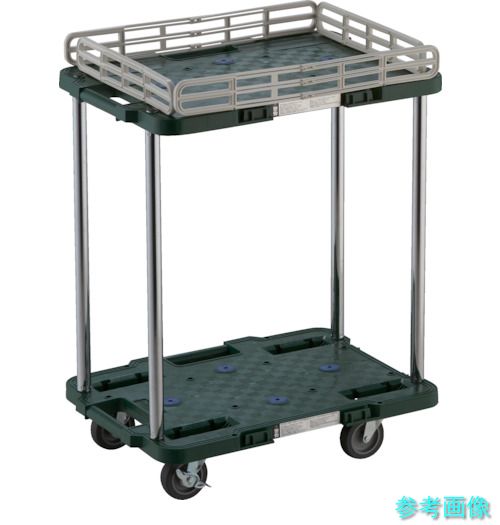 TRUSCO MPB-502JSK-GN 脂製手押し車 伝達ルートヴァン 2段式 柵1段付 370X500 4輪自在ストッパー付 緑 台車-花・ガーデン・DIY