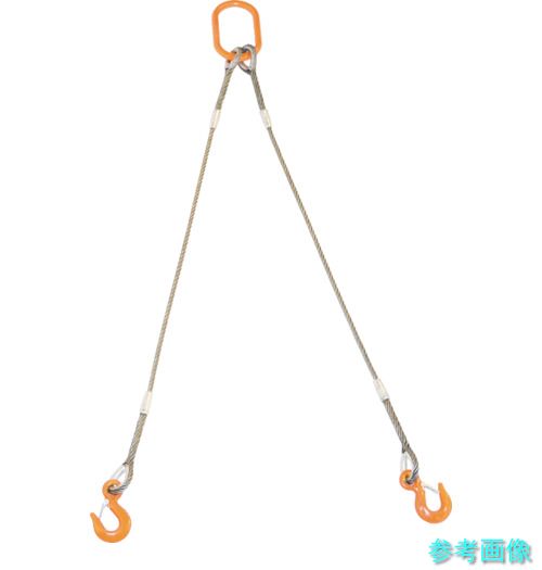 TRUSCO GRE-2P-6S1.5 2本吊り玉掛けワイヤロープスリング Wスリング 引っ掛かり付き添い人 6mmX1.5m