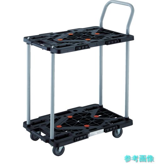 TRUSCO MPK-6024-BK 樹脂製台車 2段式ルートバン 600X400 ハンドル付 黒